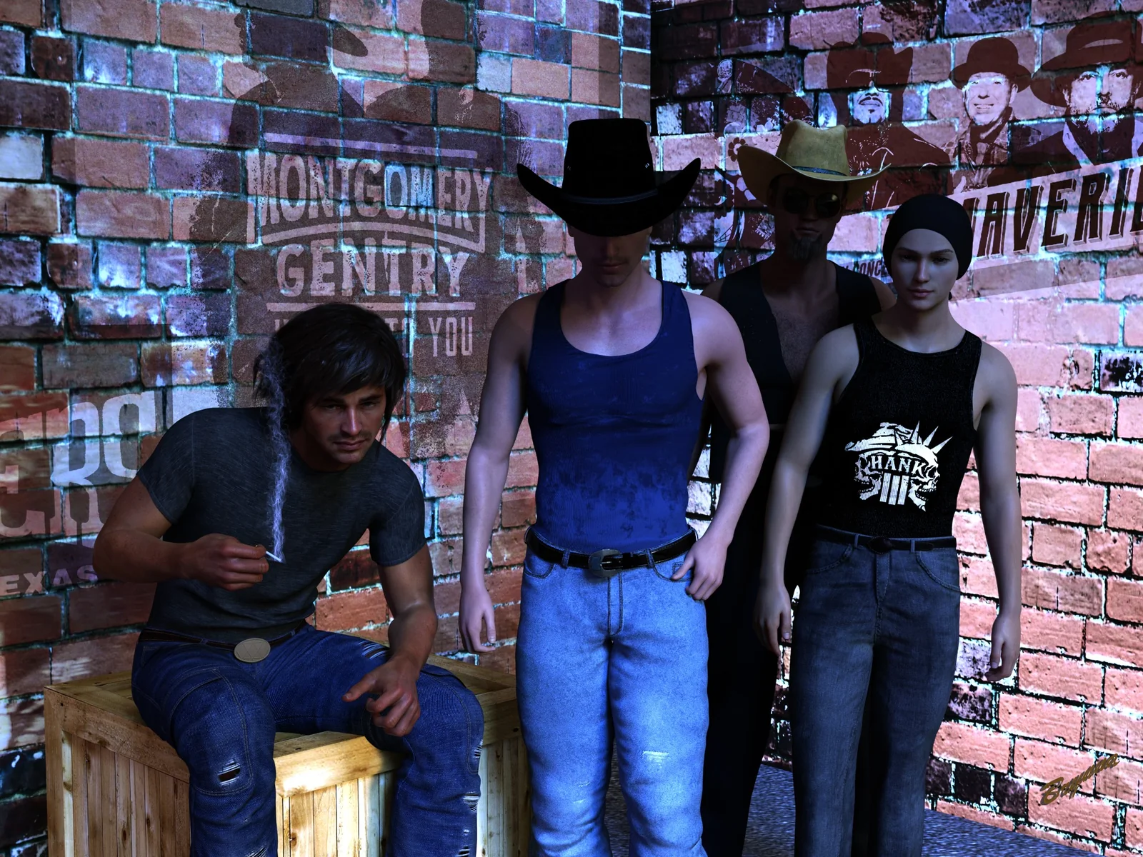 Cowboys From Hell character artwork featured on author Brynna Morgan's website